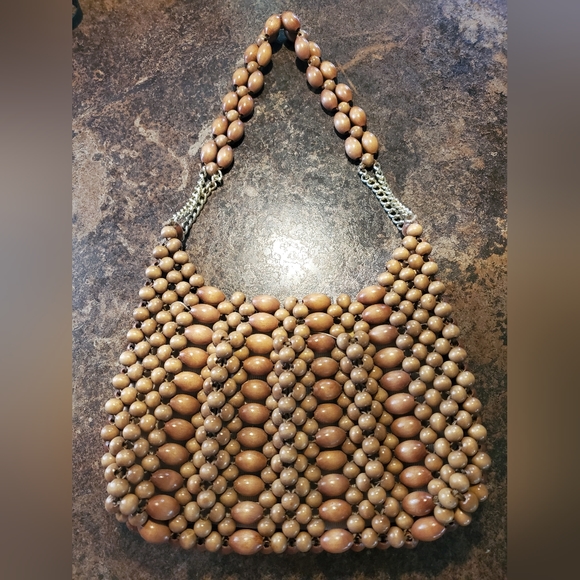 Handbags - *SOLD* Rare - vintage (60s-70s) crochet wood bead bag (small)